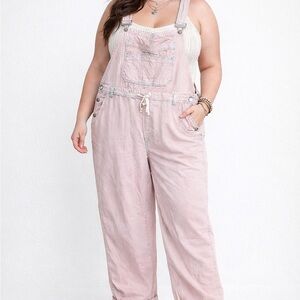 GAP Blush Pink Cotton Overalls – Relaxed Fit Boho Utility Wide Leg XL